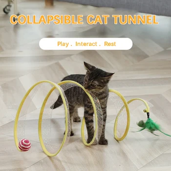 Котка, сгъваема канал, играчки за котки, Интерактивна забавна играчка за дресура на домашни любимци, тунел S-тип, скучающий за кученце, коте, зайче, игри тунел