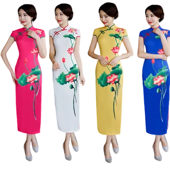 Ново подобрено часово шоу в ретро стил чонсам 2023 елегантна рокля в китайски стил