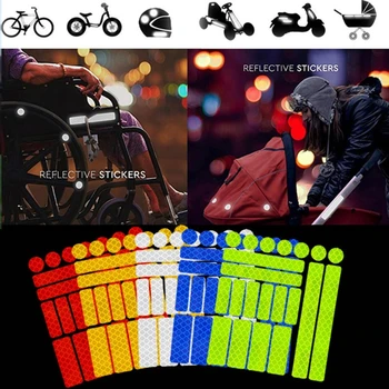 1 Комплект непромокаеми автомобилни предупредителни светлоотразителни стикери, предупреждение за сигурност на мотоциклет, велосипед, лепило етикети, за нощна видимост