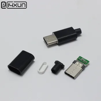 1 комплект USB 3.1 Type C Штекерный конектор Заваръчен Тип, черен USB-C 4 в 1 Жак печатна платка за Apple iPhone 5 и ipad и др