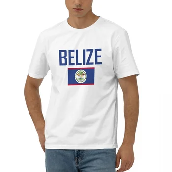 100% Памук, знамето на Белиз с писмото дизайн, тениски с къс ръкав, мъжки, дамски дрехи, Унисекс, тениски, потници, тениски 5XL