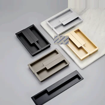 2 елемента (1 чифт) Правоъгълник от с сплав-Вградени плоски мебелен шкаф За кабинет Пилинг с пръст Сребро Злато Сив матиран черен