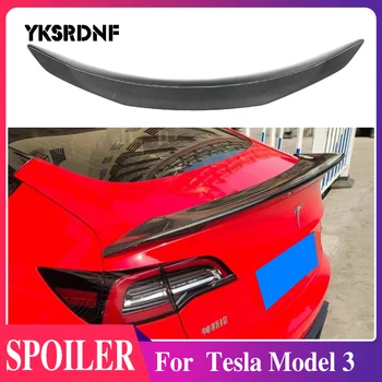 2017-2022 Спойлер в стил V Tesla Model 3 от настоящия въглеродни влакна/FRP Матирано карбоновое крило на задния багажник