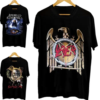 2020 Новата тениска на Slayer, Мъжки/Дамски Лятна Памучен Тениска с къс ръкав, Черни Блузи, Графични Тениски на Рок стил, Азиатски Размер, Тениска S-3XL