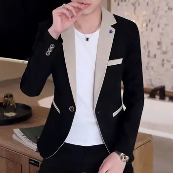 2023 Висококачествен костюм в стил мозайка, яке, сако, мъжко Модерен случайни тънко сако, мъжко облекло в контрастен цвят, върхове X36