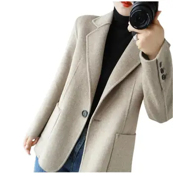 2023 Дамски зимни дрехи, двустранно женски кашемировое палто, кратък монтиране костюм, малката вълна палто 1021
