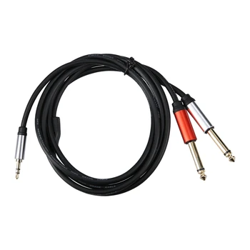 3.5 мм AUX-двоен аудио кабел 6,5 мм, Y-сплитер, Висококачествен звуков Ефект, който е съвместим с PC/високоговорител/аудиомикшером 1.5 м, черен