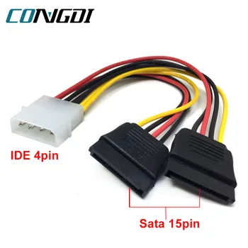 4Pin IDE Molex to 2 Serial ATA, SATA захранващ Кабел Y-сплитер, свързващ кабел за твърд диск настолен компютър, захранващ кабел SATA