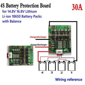 4S 30A 14,8 В Литиево-йонна батерия 18650 BMS Опаковки Заплащане защита на печатна платка с Баланс