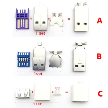 5 комплекта заварени телени рамки с корпус, USB 3.0 Type-A, включете 2A 5A, голям ток, адаптер за свързване на направи си САМ, аксесоари