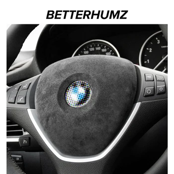 BETTERHUMZ Обвивка на Кормилното Колело От Алькантары, Декоративна Капачка, Етикет Tirm За BMW X5 E70 X6 E71 2008-2013, Аксесоари За интериора