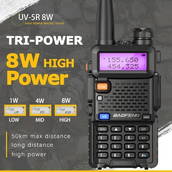 Baofeng UV-5R Преносима Радиостанция 8 W Преносим Шунка CB Радио двойна лента VHF/UHF FM-радиоприемник Двустранно Радио Ловно UV-82 UV-9R Plus