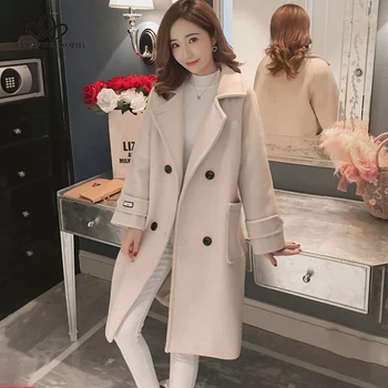 Bella philosophy 2020, есенно-зимно дамско корейска вълна палто, женски обикновена ежедневните си палто, однобортные сака с отложным яка