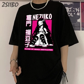 Demon Slayer Kimetsu No Yaiba Harajuku Женска Тениска Унисекс, Кавайная Тениска с Аниме Tanjirou Kamado, Ежедневни Тениска, за Мъже Градинска Облекло