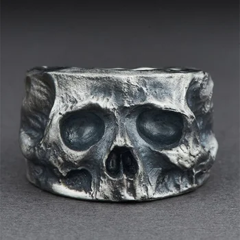 EYHIMD Готическа black мъжки пръстен с череп от неръждаема стомана 316L Пръстени за мъжки партита в стил пънк-колоездач Бижута, Подаръци за мъже бижута