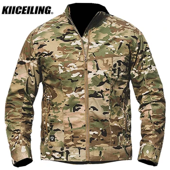 KIICEILING KC Bomber, черно многокамерная военна тактическа яке за мъже, тънък водоустойчив windbreakers с рипстопом, dr. камуфляжные палто