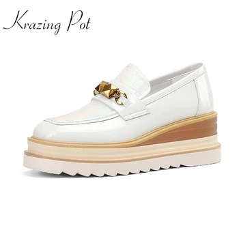 Krazing Pot/2023/ слипоны от волска кожа; сезон пролет-лято; обувки на равна платформа с метален обков; марковите лаконичен дамски обувки на равна подметка в елегантен стил