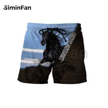 Love Horse Черно-бели мъжки ежедневни панталони 3D Принт Летен плажен спорт Унисекс Harajuku Градинска облекло Бързосъхнеща Горна дреха 05