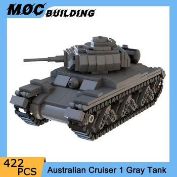 MOC Военната серия на Втората световна война Австралийският крайцер 1 Сиво модел на танк, Проучване Пропаганда бойно оръжие, кола, направи си сам, тухли, играчки, подаръци за деца
