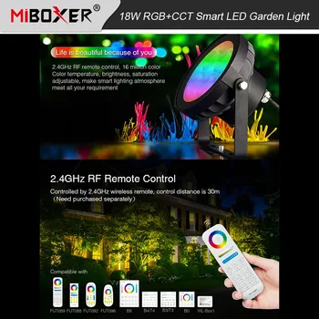Miboxer RGB + CCT 18 Watt Led Градински Лампа FUTC09 Smart Lawn Светлини Водоустойчив IP66 Външен Лампа 2.4 G Дистанционно/Гласов контрол 110V 220V