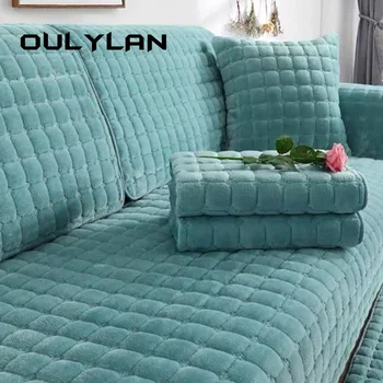 Oulylan, утолщенное плюшевое диванное кърпа, универсален калъф за дивана, нескользящий калъф за дивана, диванное кърпа за декор хол, възглавница