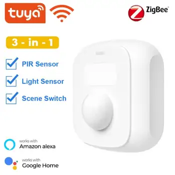Sasha Wifi Zigbee Mini Sensor Body PIR Сензор Сензор за околната Светлина Функцията за Превключване на Сцената Поддръжка на приложения за Smart Life Алекса Google Home