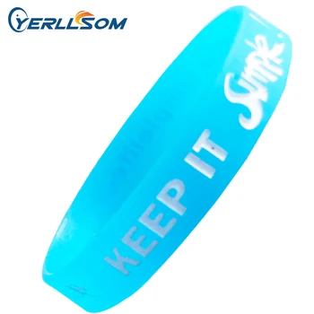 YERLLSOM 300 бр./лот Индивидуален лого, изпълнен с мастило, светещи на тъмно-сини гумени ленти за рекламни подаръци Y060707