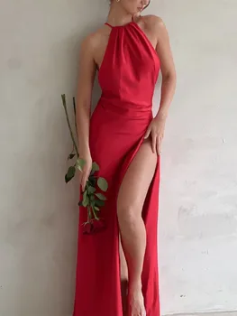 Zoctoo, темпераментни рокля без ръкави с отворен гръб, однотонное бандажное сексуално тънката рокля Макси 2023, Елегантни Дрехи