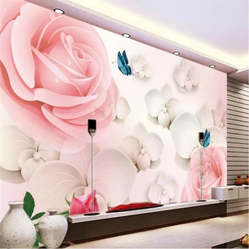 wellyu papel de parede Тапети по поръчка 3d фотообои рози цвете 3D стерео ТЕЛЕВИЗИЯ фон монтиране на украса фреска, 3d тапети