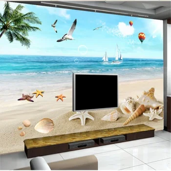 wellyu Индивидуални големи стенни тапети 3d свободно летене чайка морски плаж ТЕЛЕВИЗИЯ фон дневна спалня фонови картинки