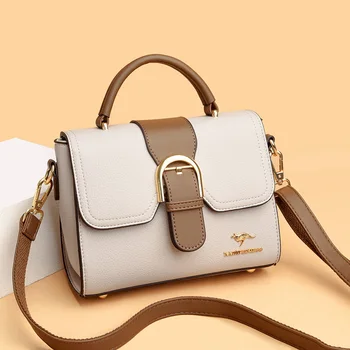 Висококачествена кожена дамска чанта-портфейл 2023, луксозна дизайнерска чанта със сгъваща се дръжка отгоре, модни дамски чанта през рамо с едно рамо
