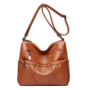 Дамски Луксозни Чанти от мека кожа, Портмонета, Дамски чанти с много джобове, дизайнерска чанта през рамо, модерен женската чанта