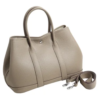 Дамски градински чанти-тоут от телешка кожа, дамски модни чанти, чанта през рамо, с широки презрамки, кожата личи, голям капацитет