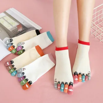 Дамски чорапи с пръсти, женски сладки чорапи в японски стил, кратки пролетно-есенни памучни чорапи за йога