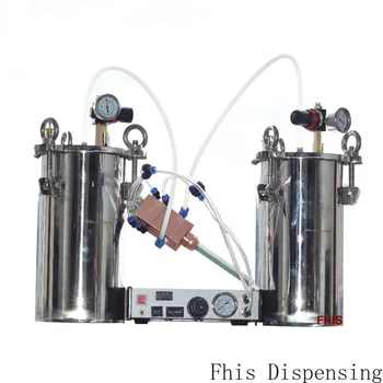 Двоен разпределителен клапан за течности, силикон с висока степен на навлизане, 2 елемента под налягане резервоар от неръждаема стомана с обем 2 л