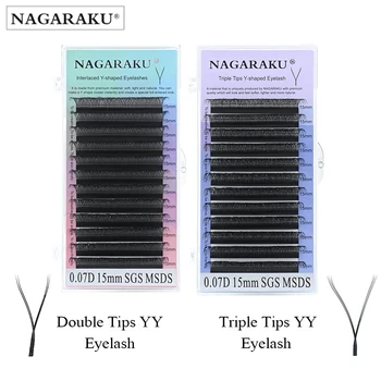Двойни и тройни уши NAGARAKU YY-образна форма, разделени переплетением за изграждане на корена на миглите