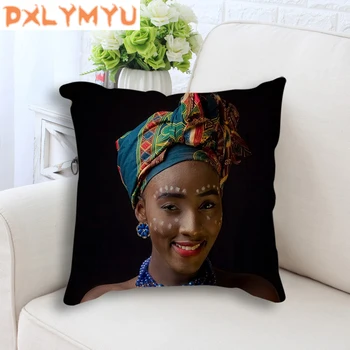 Декоративна възглавница за дивана, кола, африканско изкуство, дамски калъфка с портрет принтом, бельо памучен възглавница, калъфка 45x45