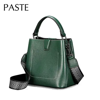 Дизайнерски дамски чанти на едро, луксозна малка зелена чанта-кофа, 2 каишка, женствена чанта от телешка кожа, дамски чанти-месинджър от крокодилска кожа