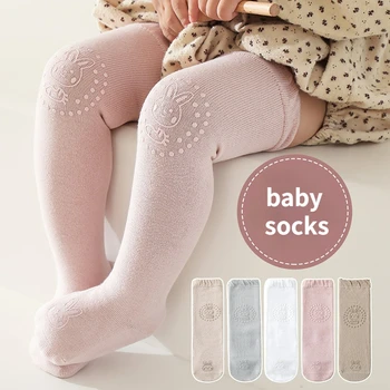 Дълги чорапи за малки момичета, чорапи, памучни нескользящие чорапи за новородени момичета, дълги чорапи до коляното за деца