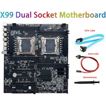 Дънна платка с два конектори X99 LGA2011-3 Поддържа памет RECC DDR4 С Кабел SATA + Кабел за превключване + добра термична паста