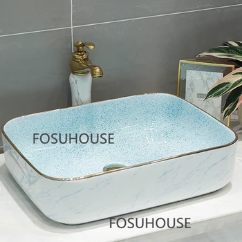 Европейският Керамичен комплект за мивка, Тела за баня, Хотелски плотове, Дизайнерска лампа, Луксозен художествен домакински мивка за баня