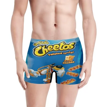 Забавен роман Cheeto Snack, меко безшевно мъжко бельо с 3D принтом, мъжки слипове-боксерки, дишащи и удобни гащи-4