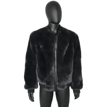 Зимата меховое палта, мъжко яке-бомбер, модни и ежедневни бейзболна яке, палто от естествена кожа заек Рекс
