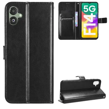 Калъф за Samsung Galaxy F14, луксозен кожен флип-чантата с каишка, калъф за телефон с функция за стойка Galaxy F14 f14
