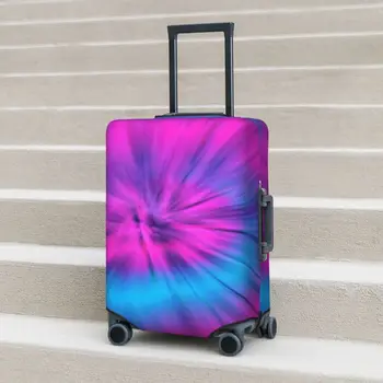 Калъф за куфара Вратовръзка Боядисват Rainbow Празнични цъфтящи цветя, еластичен калъф за съхранение на багаж, протектор за пътуване