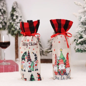 Коледен гном Капачка за бутилка вино Чанта Джуджетата Декоративно украшение за домашен рожден Ден Украса на работния плот Подарък