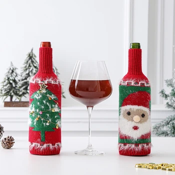 Коледна капачка за бутилка вино за творческа декоративни бутилки вино, пуловер, рокля
