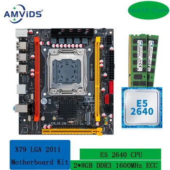 Комплект дънната платка X79 LGA 2011 XEON X79 с процесор Intel E5 2640 2*8 GB оперативна памет DDR3 1600 Mhz Разход на Набор от M. 2 дънна Платка NVME ITX