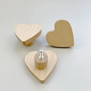Красиви Дървени Дръжки във формата на Сърце за Гардероби и Тумбочек за Детска стая, Дръжки за Шкафове, Декоративни Мебели и Оборудване