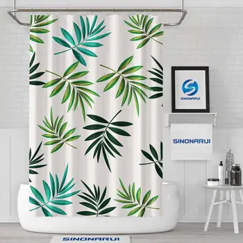 Листа модел Индивидуален Дизайн За баня от Водоустойчив екологично чисти завеси за душ от полиэстеровой тъкан